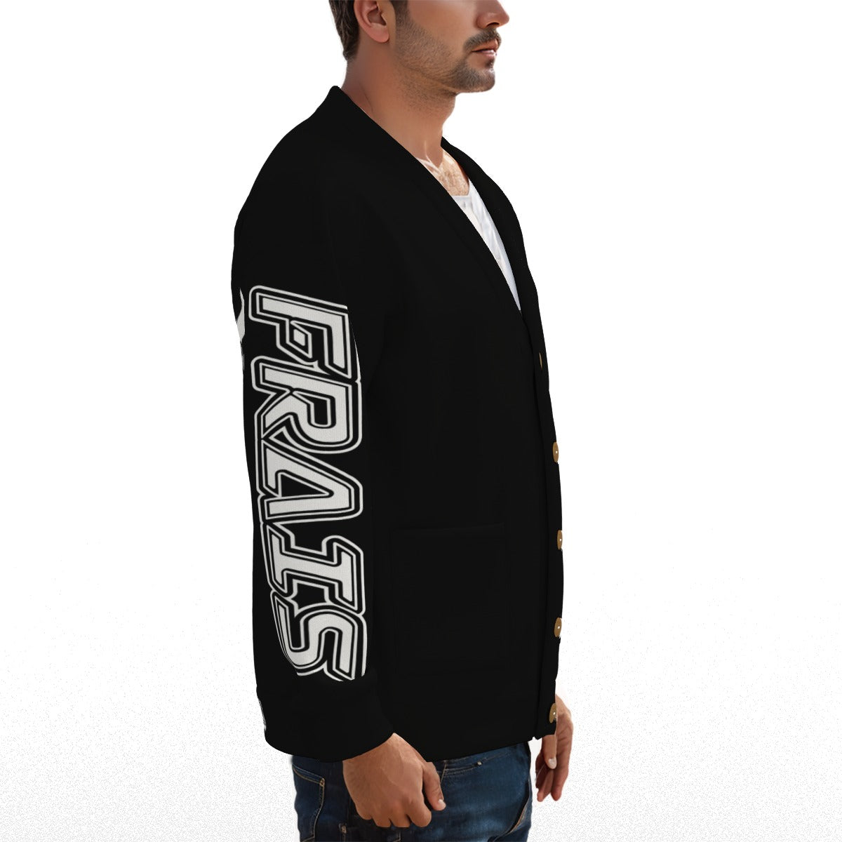 FRAIS DeLuxe Unisex V-neck Knitted Fleece Cardigan With Button Closure